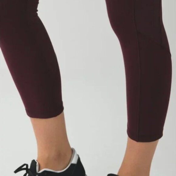 Lululemon Athletica Give Me Qi Crop Burgundy Workout Leggings SZ 4 - Picture 8 of 10